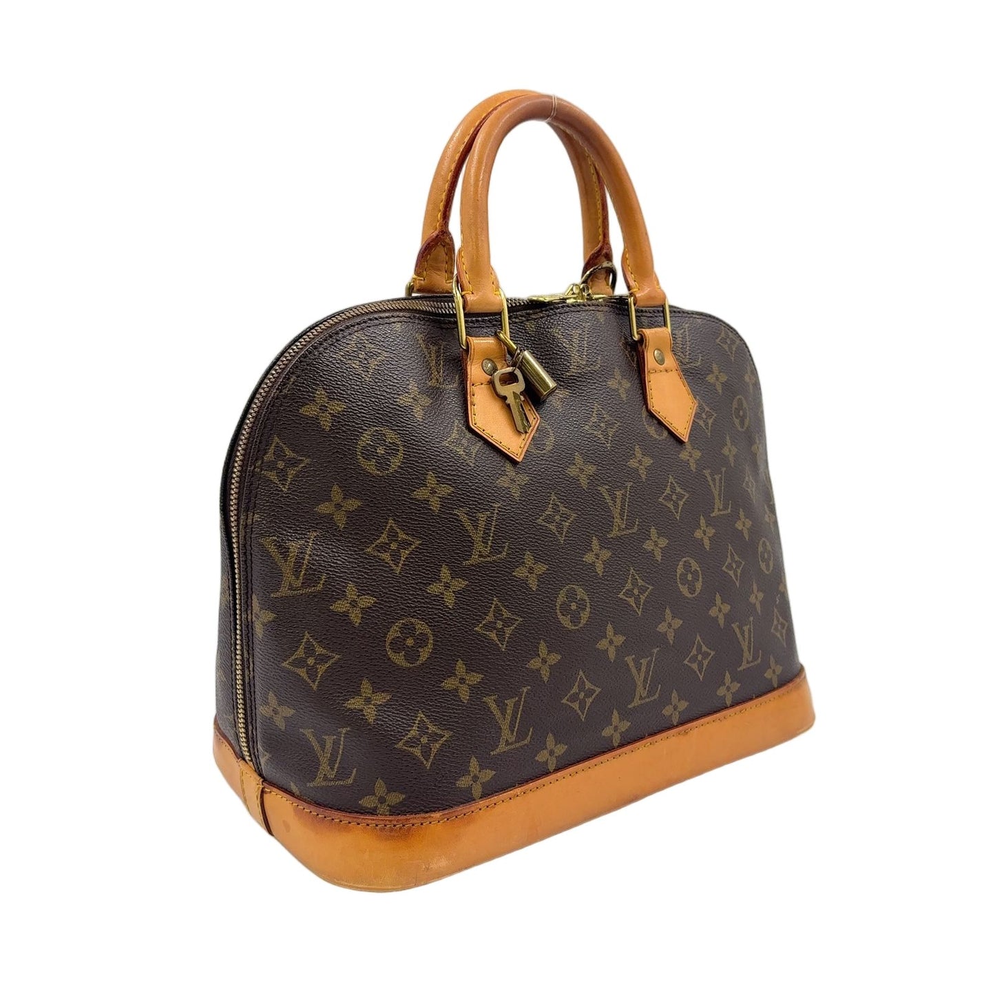 Louis Vuitton Alma PM Monogram Leather Brown Light Handbag Gold — view 2