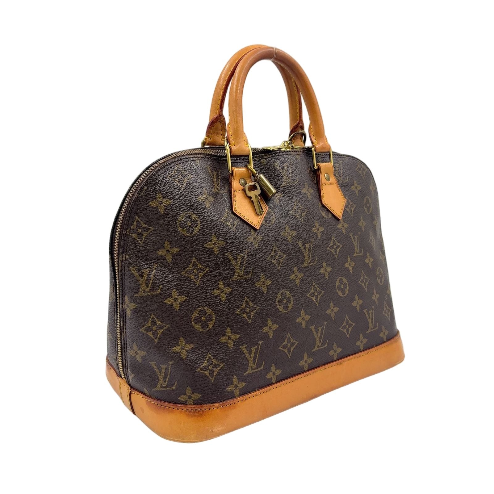 Louis Vuitton Alma PM Monogram Leather Brown Light Handbag Gold — view 2