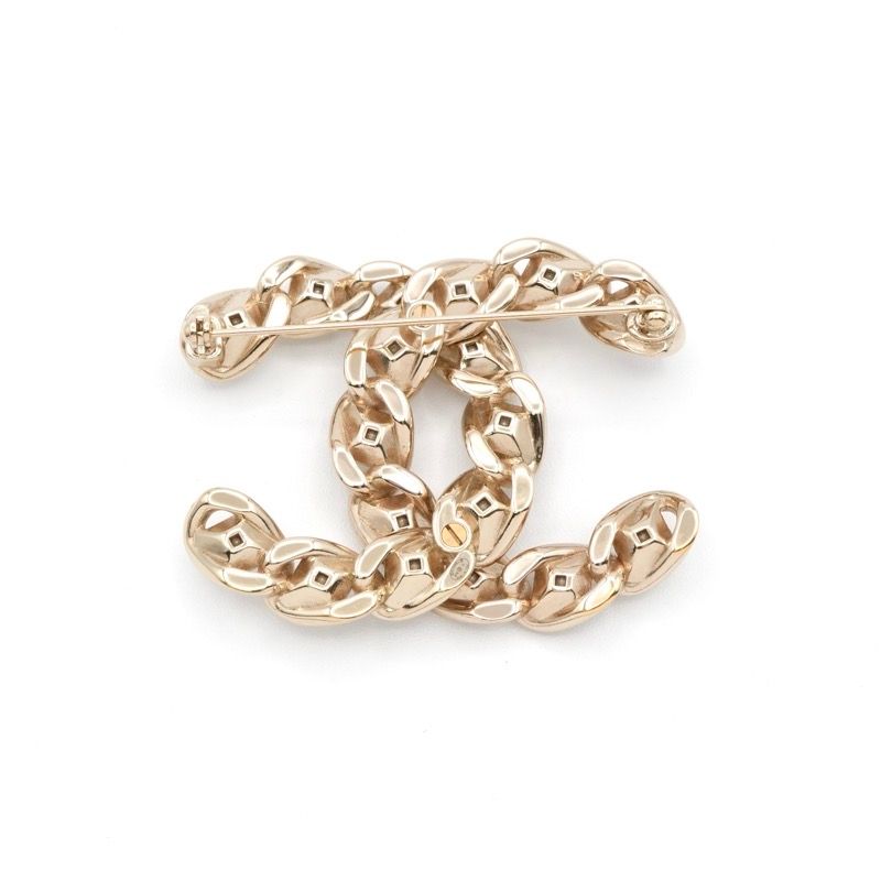Chanel Brooch Corsage Gold Here Mark Rhinestone
