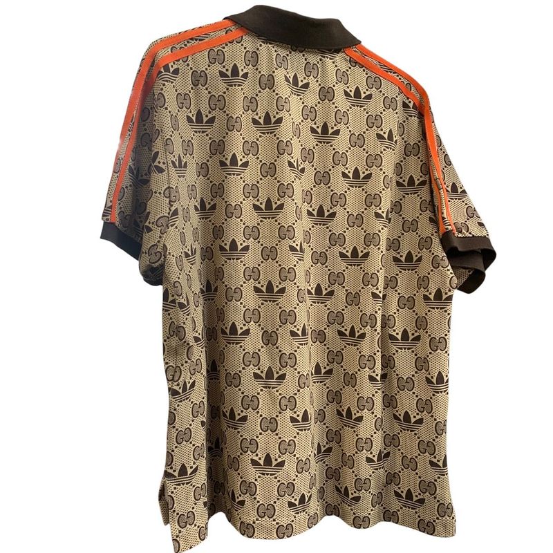 2999 Gucci×adidas GG Cotton Polo Shirt Size S Men Brown Trefoil 700497 Preowned