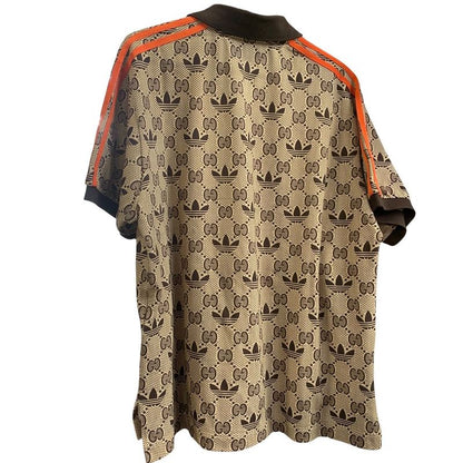 2999 Gucci×adidas GG Cotton Polo Shirt Size S Men Brown Trefoil 700497 Preowned