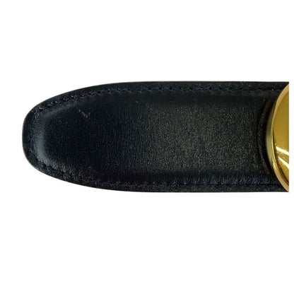 Gucci G Buckle 60cm (2362in)/24" Black Gold Hardware Leather 036 194 0956 Belt