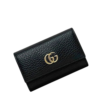 Gucci 6ring Key Case Black Marmont 456118 Excellent Condition Leather