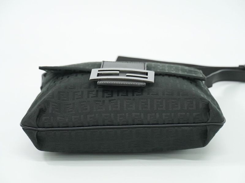 Authentic Fendi Zucchino Shoulder Bag Pochette Canvas Black 8bt127 Zucchino Bag