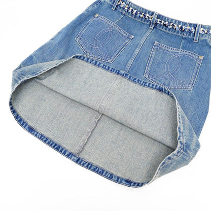 Chanel Denim Skirt P79895 Size 36 Blue Gdhardware Coco Mark Women's