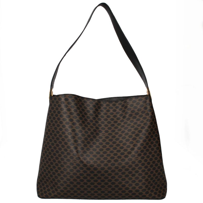 Celine Macadam One Shoulder Bag PVC Leather Women's Shoulder Bag Brown Excellent