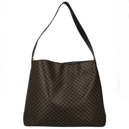 Celine Macadam One Shoulder Bag PVC Leather Women's Shoulder Bag Brown Excellent