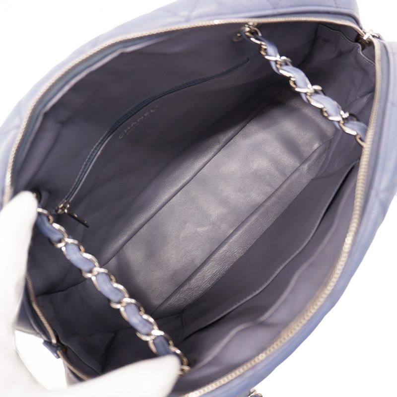 Chanel Shoulder Bag Matelasse Lambskin Purple Silver Hardware Women