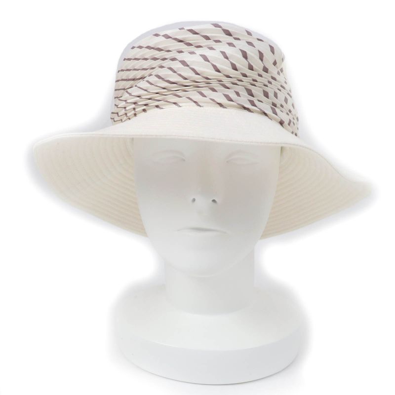 Hermes 100% Cotton Silk Lined Linen Wide Brim Hat White 57 Made In France