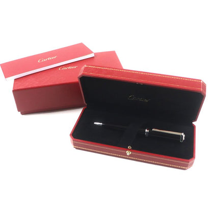 Cartier Santos Dumont Black Composite Logoed Twist Ballpoint Pen Black Silver