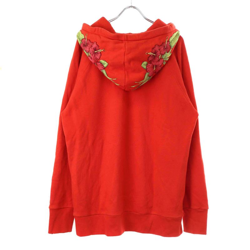 Gucci Vintage Logo Hibiscus Embroidery Oversize D Hoodie 457931 X5s77 Red L
