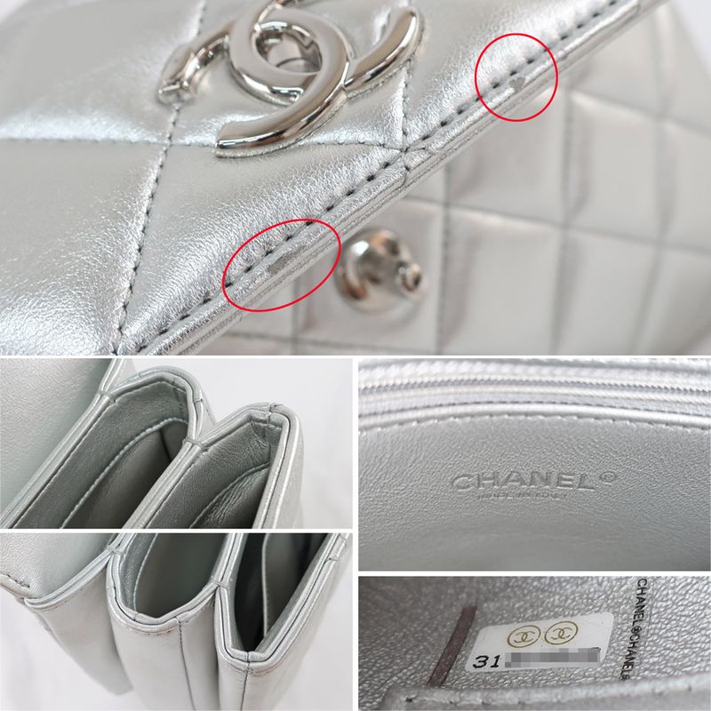 Chanel Trendy CC Top Handle Flap Bag 2WAY Shoulder Bag Silver Color