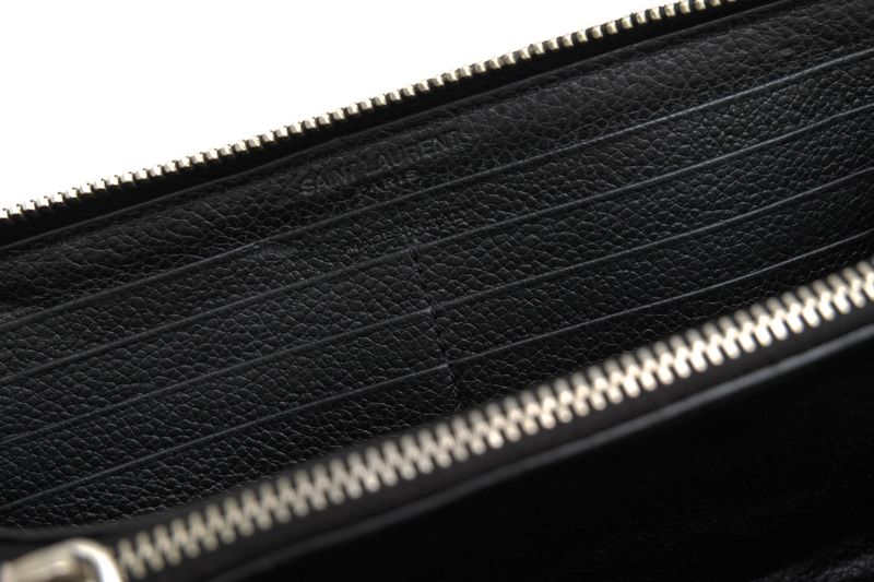 Saint Laurent/Yves Saint Laurent Long Wallet Ladies Women Leather Genuine Black