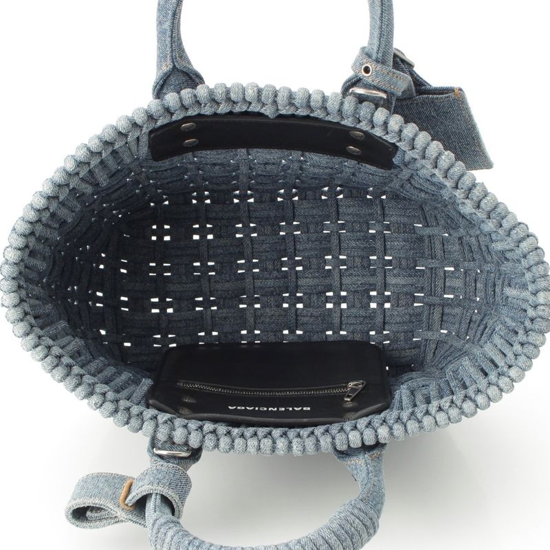 Balenciaga Bistro XS Denim Basket 2WAY Shoulder Handbag 671342 Indigo Blue