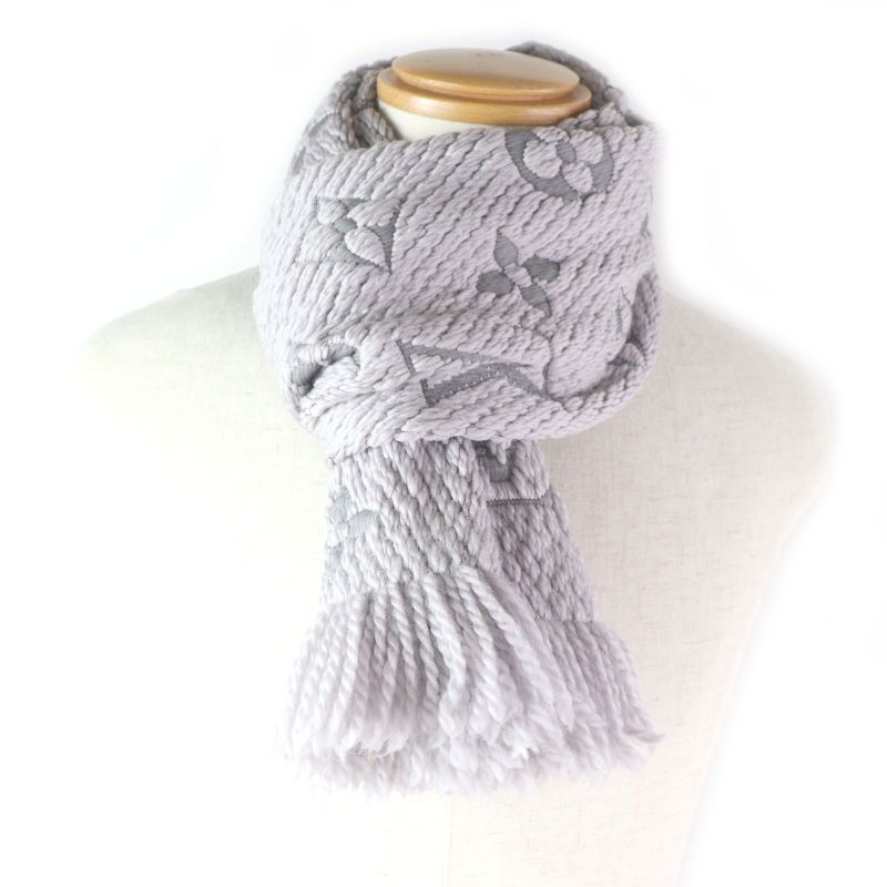 Louis Vuitton M74742 Echarpe Logomania Wool Silk Monogram Fringe