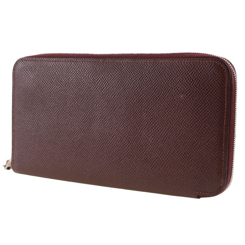 Hermes Azap Long Silk-in Vaux-epson Rouge Ash Bordeaux □R Ladies Long Wallet