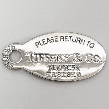 Tiffany & Co Necklace Oval Tag Long Necklace Silver