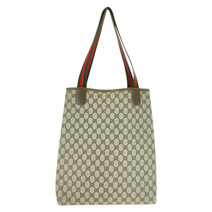 Gucci Vintage Sherry Line Beige Brown GG Supreme Canvas Tote Shoulder Bag 505385