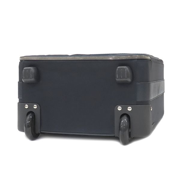 Prada Carry Bag Triangle Logo Carry Case Nylon Leather Navy Silver Hardware