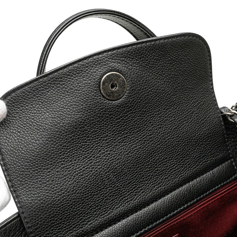 Chanel Coco Mark Handbag Chain Shoulder Bag Black Caviar Skin Women Chanel