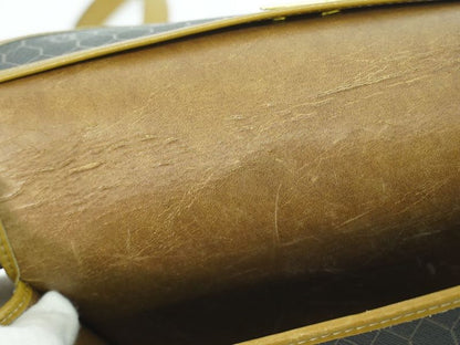 Authentic Christian DIOR Honeycomb Pattern Shoulder Bag Pochette PVC Black Bag