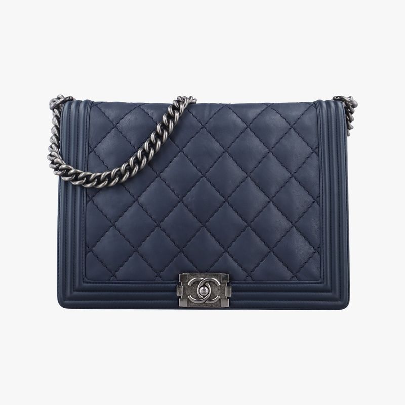 Chanel Boy Chanel Navy Leather A9210618896283