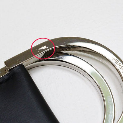 Hermes Double Dring Canvas Belt Black And Gray Silver Hardware Stamped Y (2020)