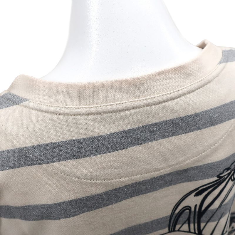 Hermes Short Sleeve T-Shirt Straight T-Shirt Cotton Ivory X Gray X Black 34