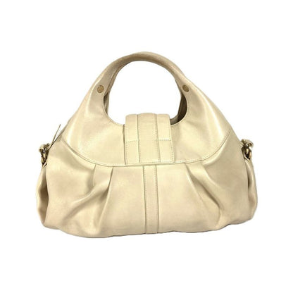 Bvlgari Bulgari Handbag Chandra Logo Leather Beige