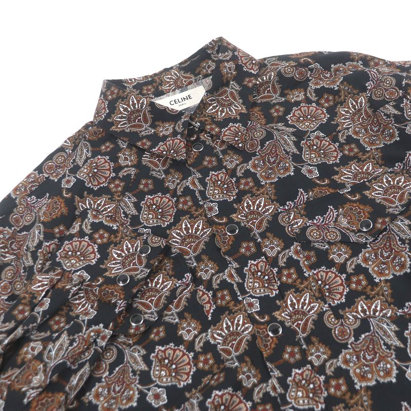Celine 20AW 2c143428k Paisley Allover Long Sleeve Long Sleeve Shirt Black 38