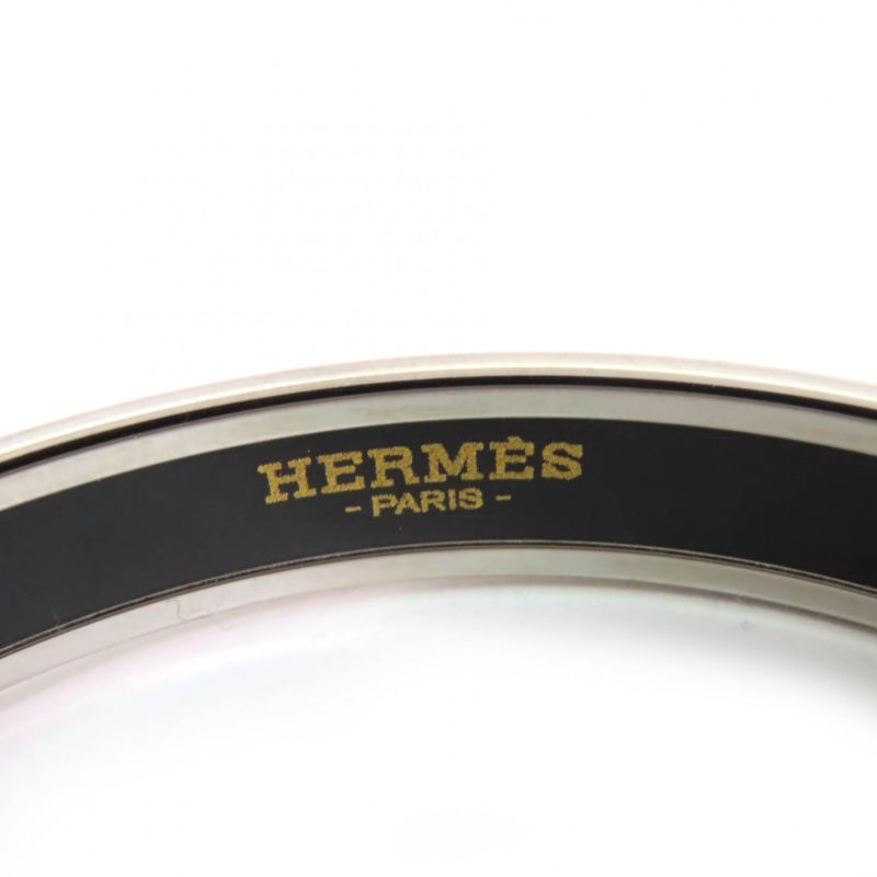 Hermes Emile PM Enamel Bracelet Carte À Jouet Bangle Silver White With Box And