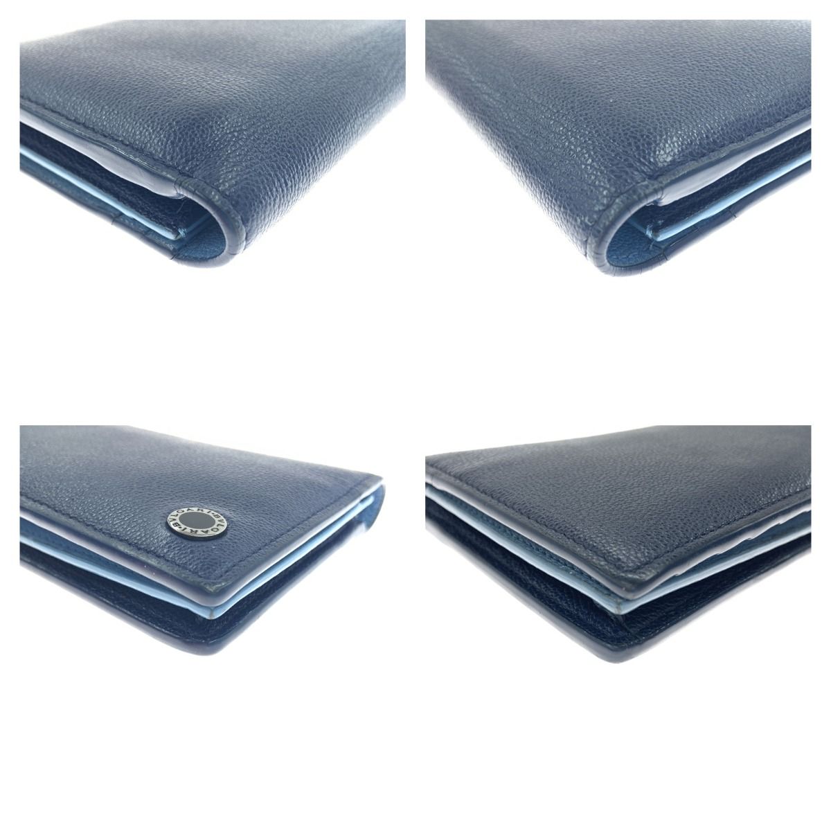 Bvlgari Leather Bifold Wallet Blue