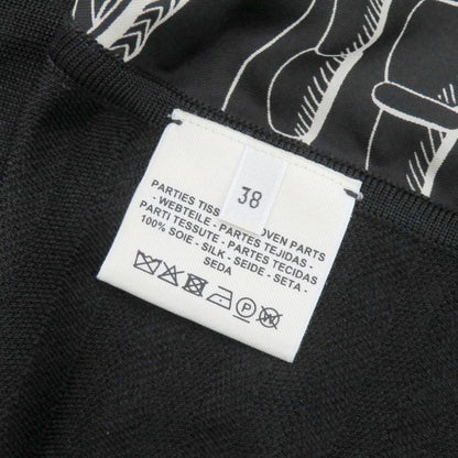 Hermes Twill Lane Knit Short Sleeve Short Sleeve Black Silk Tops
