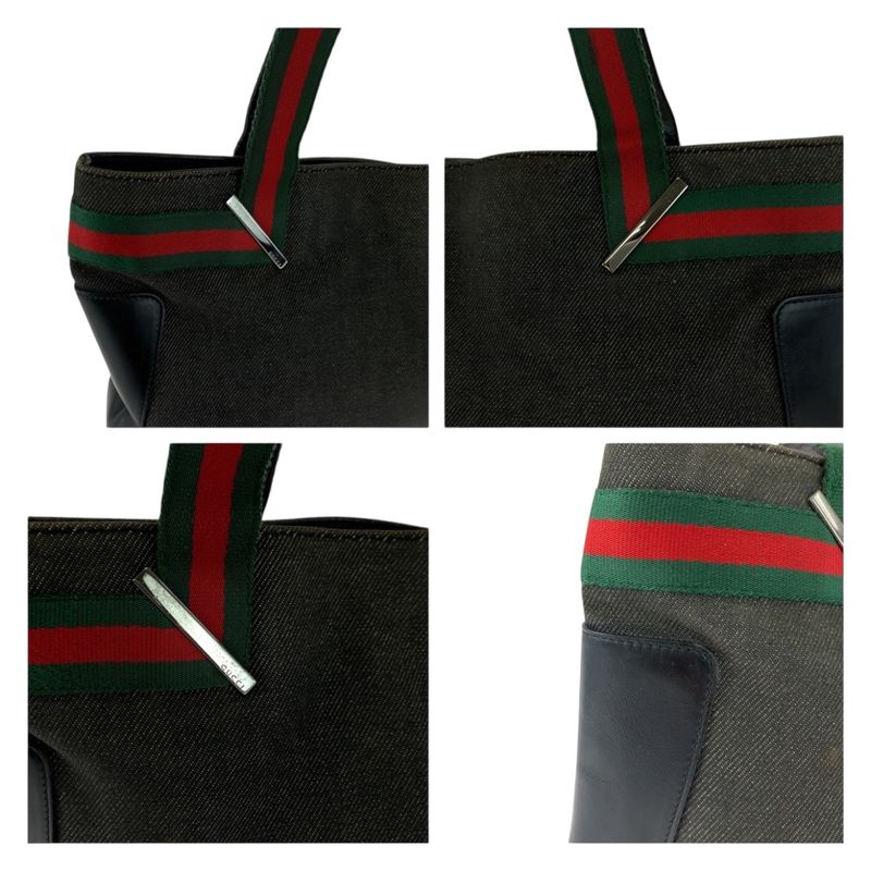 Gucci Sherry Line Black Silver Hardware Canvas 73983 Tote Bag Shoulder Bag Men