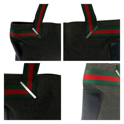 Gucci Sherry Line Black Silver Hardware Canvas 73983 Tote Bag Shoulder Bag Men