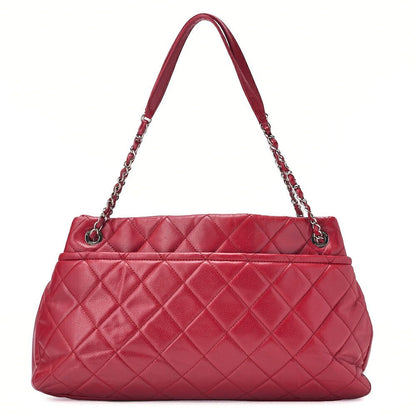 Chanel Shoulder Bag Matelasse Caviar Skin Red Coco Mark (silver Hardware)