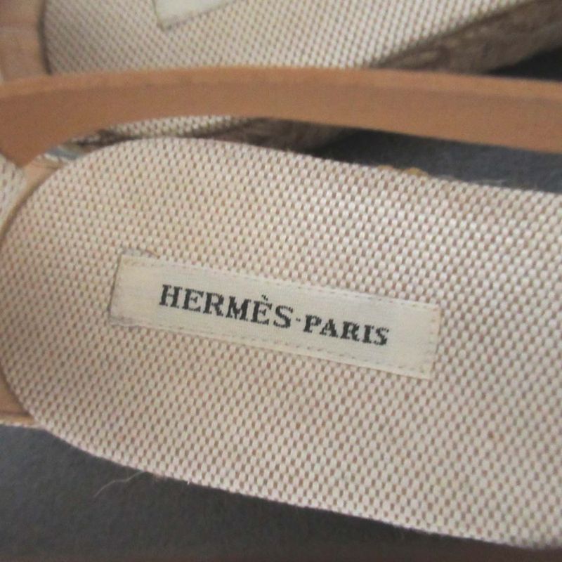 Good Hermes Ankle Strap Espadrille Flat Sandals Size 35 Equivalent to 22cm