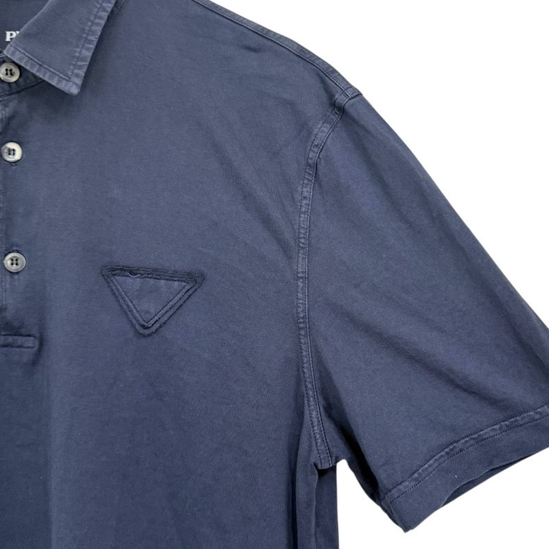 23aw Prada Used Cotton Pique Short Sleeve Polo Shirt Size M Navy Men's Used