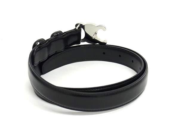 Celine Triomphe Leather Silver Hardware Belt Size 80 Men's Black Fq0373