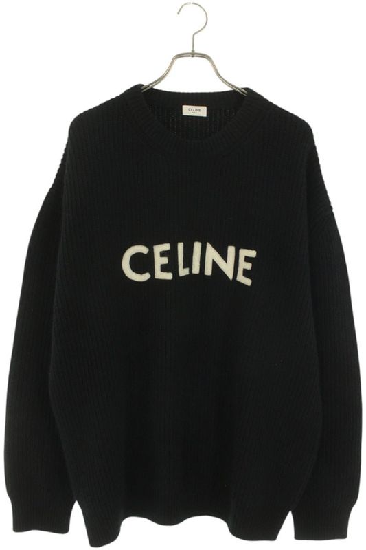 Celine 2a19r205o Logo Patch Oversized Knit Men's L