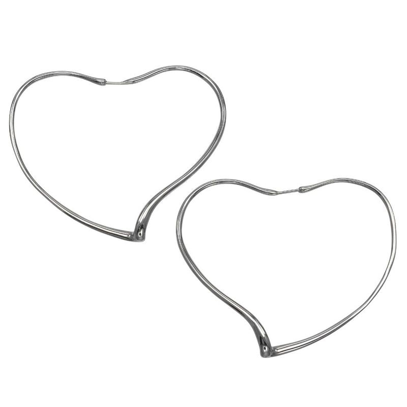Tiffany & Co Open Heart Large Hoop Silver 925 Ladies 11g Earrings