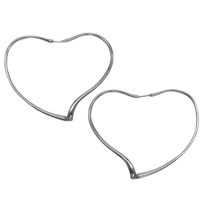 Tiffany & Co Open Heart Large Hoop Silver 925 Ladies 11g Earrings