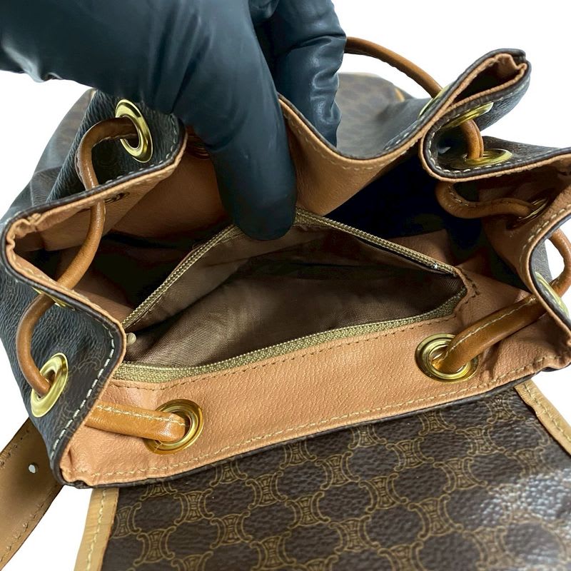 Celine Macadam Blason Triomphe Pattern Logo Ring Hardware Leather Backpack Sac
