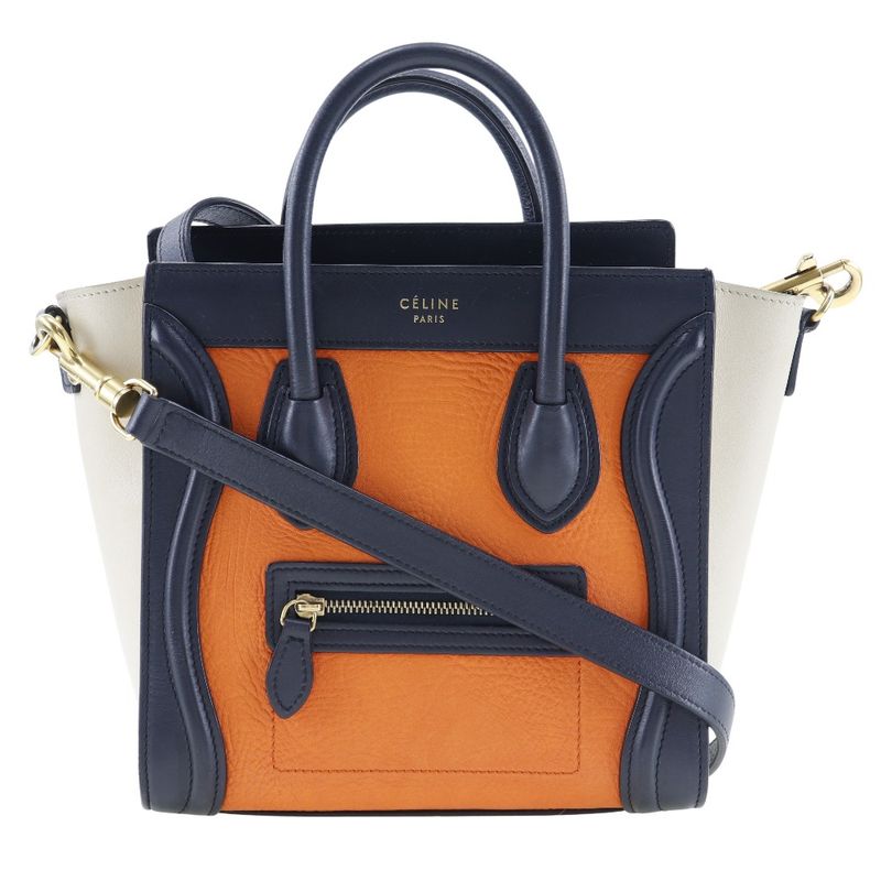 Celine Luggage Nano Shopper Calf Orange Women's Shoulder Bag