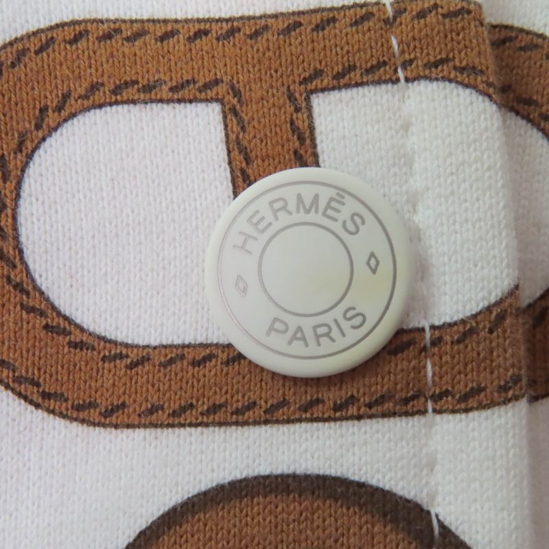 Hermes 24SS 100% Cotton Chaine D'ancre Teddy Blouson Ivory Brown 38 Made In