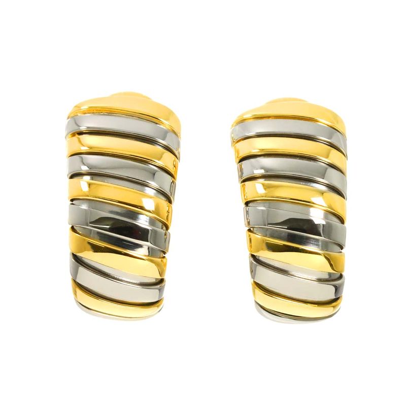Bulgari Bvlgari Tubogas Earring 18K YG Yellow Gold 750 SS Earrings Clip On