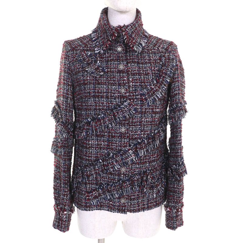 CHANEL P49469 Mohair-alpaca Blend Dallas Coco Mark Button Mixed Tweed Jacket