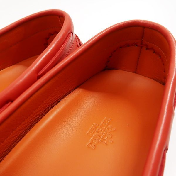 Hermes Moccasins Irving Driving Shoes #38 24.5cm (9.65in) Orange Hermes