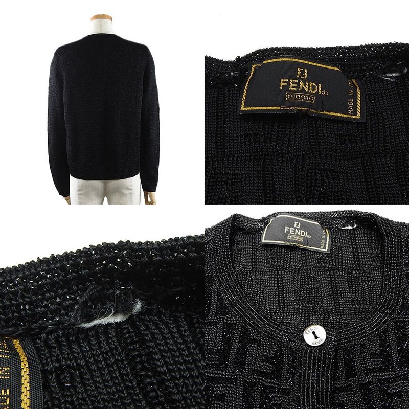 Fendi Cardigan Long Sleeve Black Fashionable Apparel Women Fendi Cardigan Black