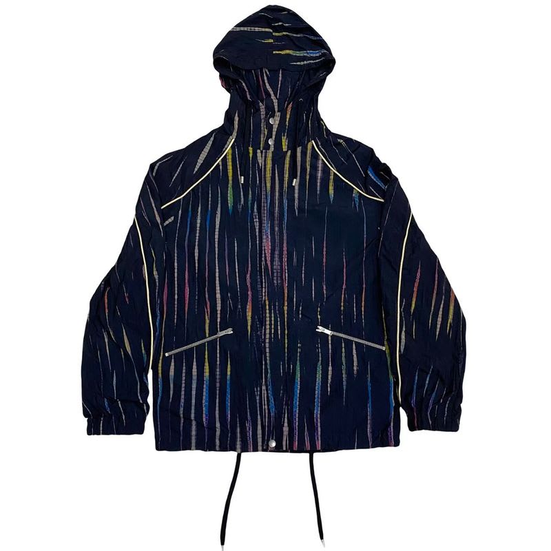 Saint Laurent Paris Striped Nylon Zip Up Hoodie Blouson Jacket 44 Womens Mens